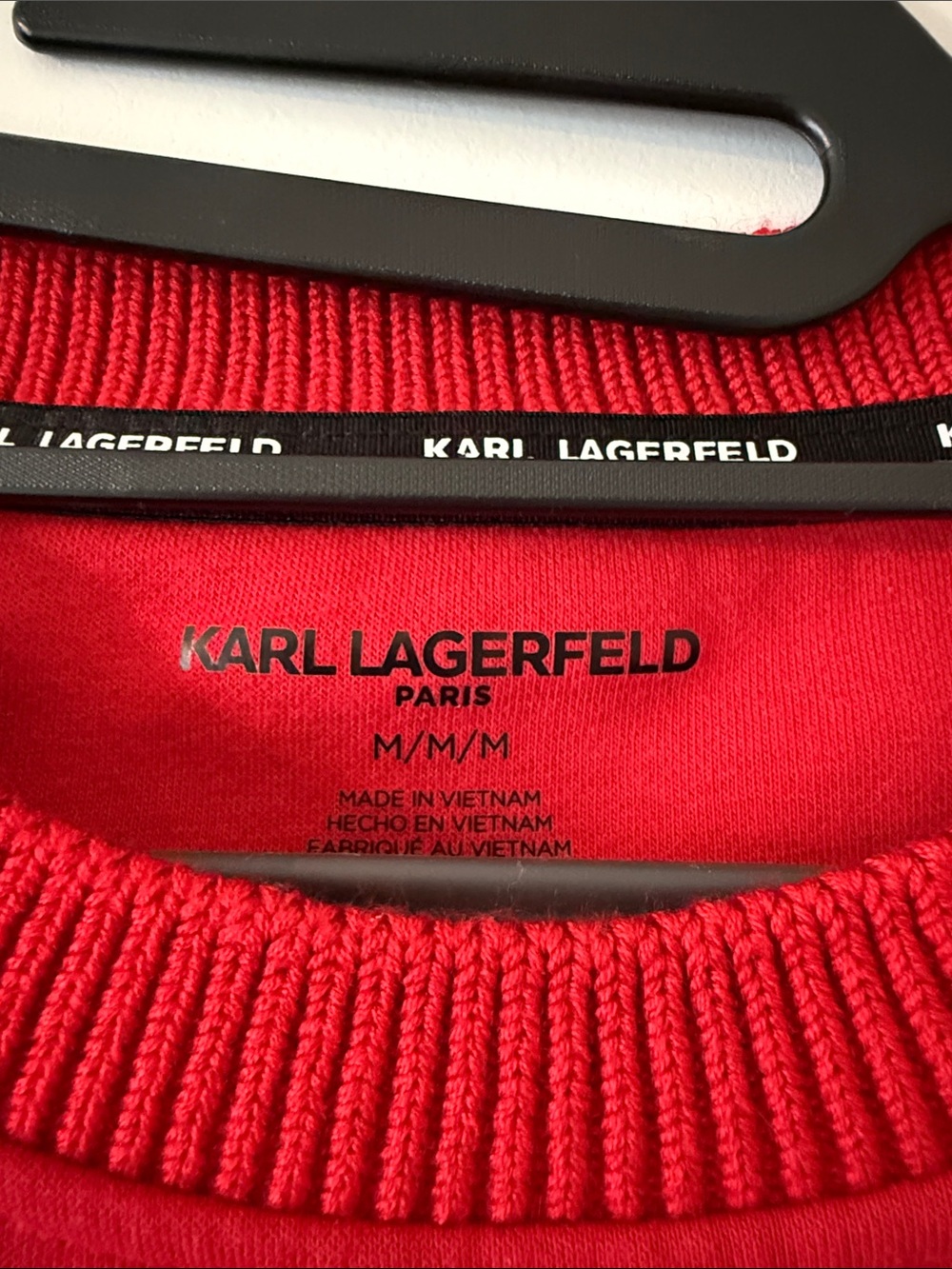 Karl Lagerfeld Red Crewneck Sweatshirt with Crest and Shoulder Buttons - Picture 2 of 11